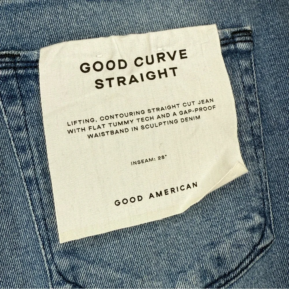 NEW GOOD AMERICAN Good Curve Straight Blue 858 Straight Leg Stretch Comfy Jeans